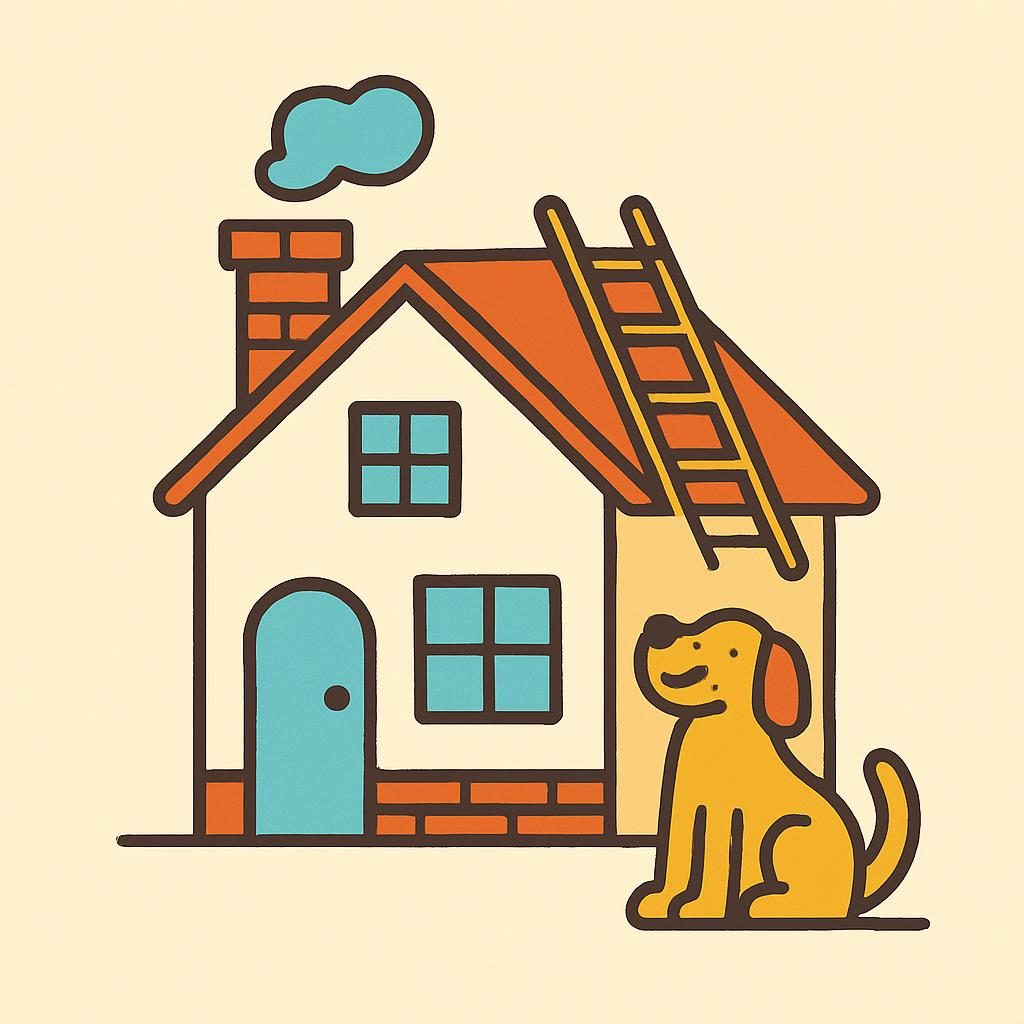 Drawing of a house with a chimney